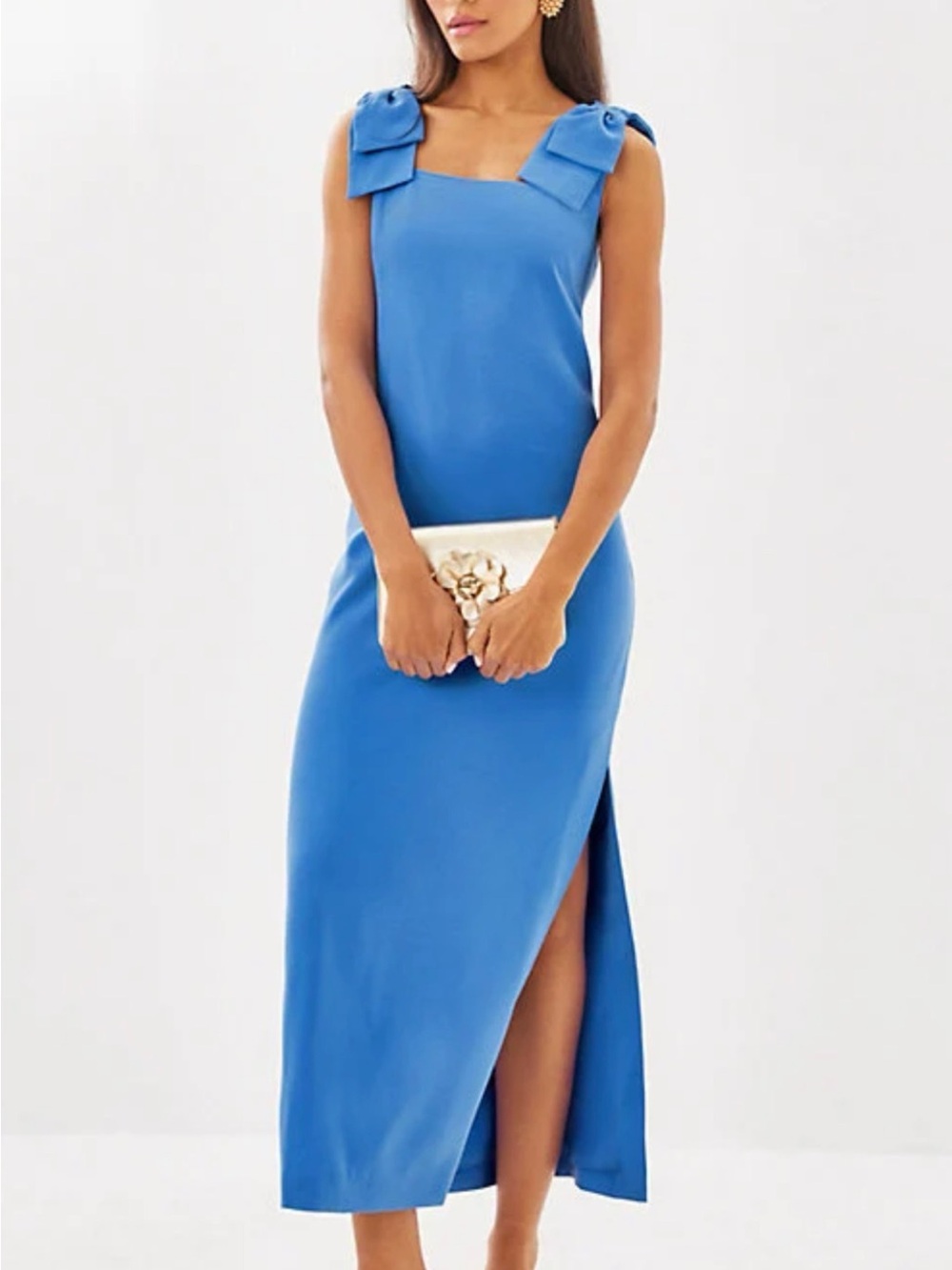 NWT Lilly Pulitzer Bernice Blue Bow-Shoulder Maxi Dress size 14